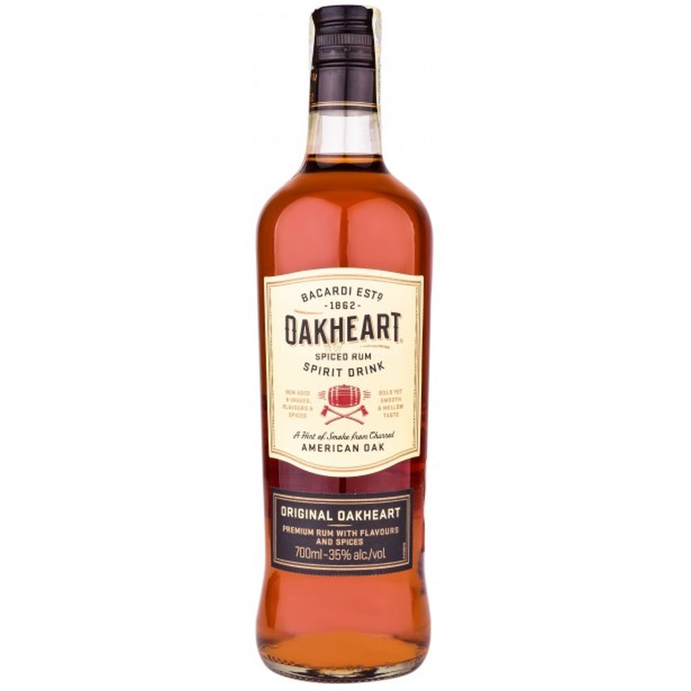 Оакхарт ориджинал. Oakheart Original 0.7. Бакарди Оакхарт 07. Bacardi Oakheart 100 ml. Bacardi Spiced rum 35 % 1l.